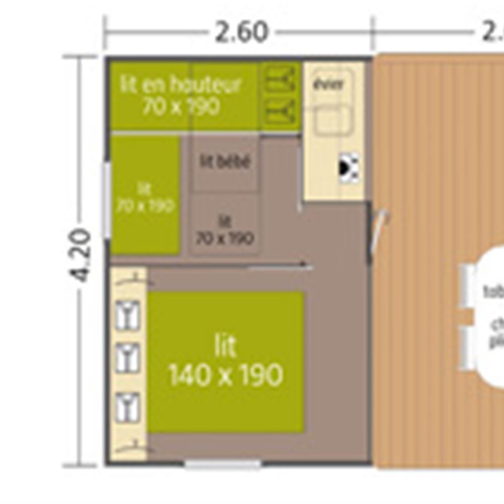 Mobil-home Tithome 21m² 2 chambres 5 pers.camping*** Le Pont Rouge proche Saint Gilles Croix de Vie en Vendée
