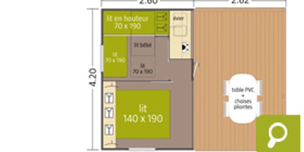 Mobil-home Tithome 21m² 2 chambres 5 pers.camping*** Le Pont Rouge proche Saint Gilles Croix de Vie en Vendée