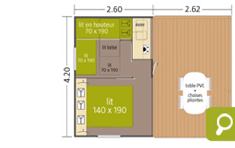 Mobil-home Tithome 21m² 2 chambres 5 pers.camping*** Le Pont Rouge proche Saint Gilles Croix de Vie en Vendée